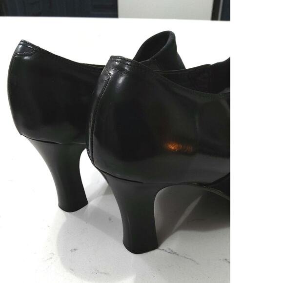 Alberto Gozzi Italian luxury designer leather fabric High Mary Jane block heels - Picture 5 of 6